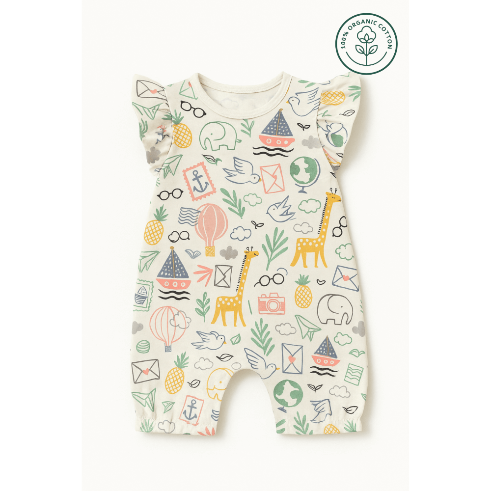 Furr Balls Globe Trotter Organic Cotton Bodysuits - Pack of 2