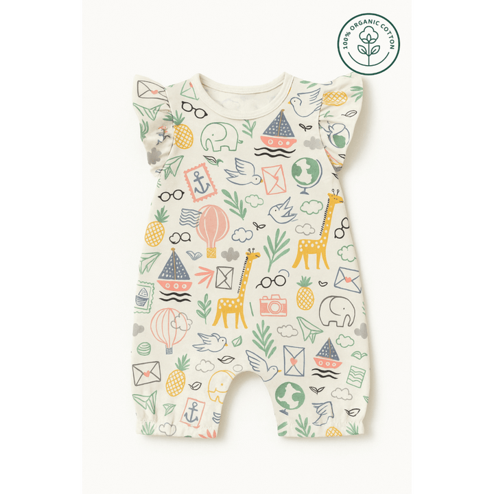 Furr Balls Globe Trotter Organic Cotton Bodysuits - Pack of 2