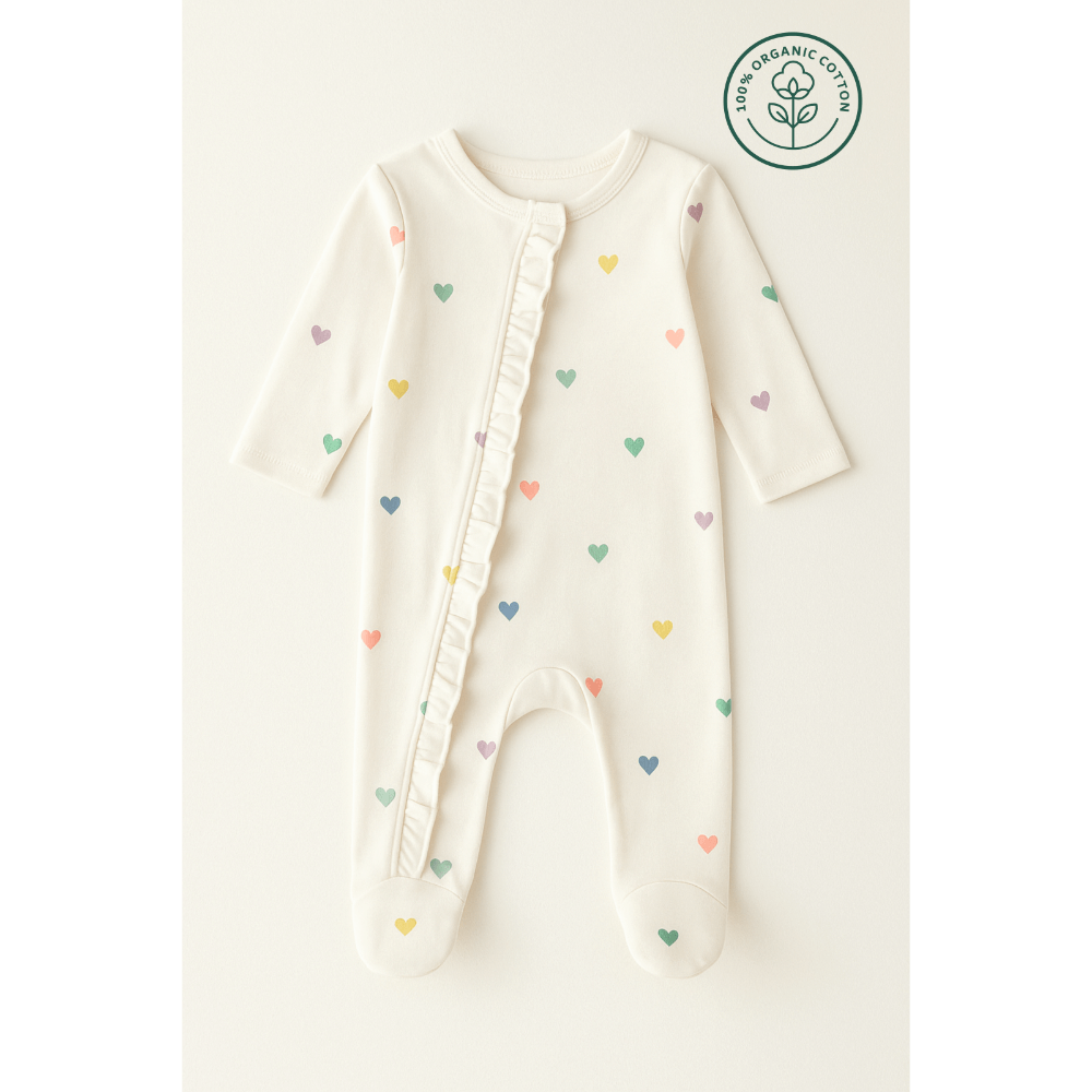 Furr Balls Colourful Heart Print Full Sleeves Bodysuit