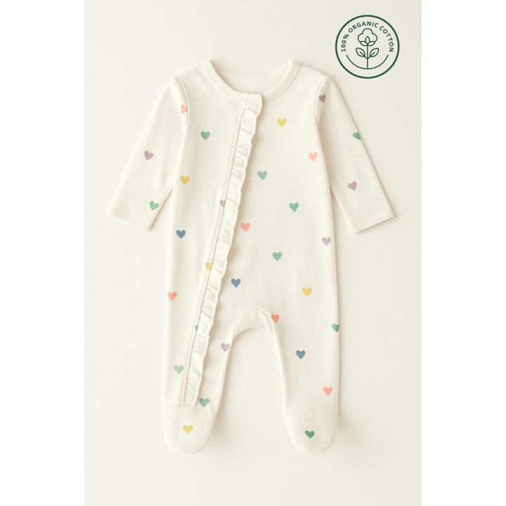 Furr Balls Colourful Heart Print Full Sleeves Bodysuit