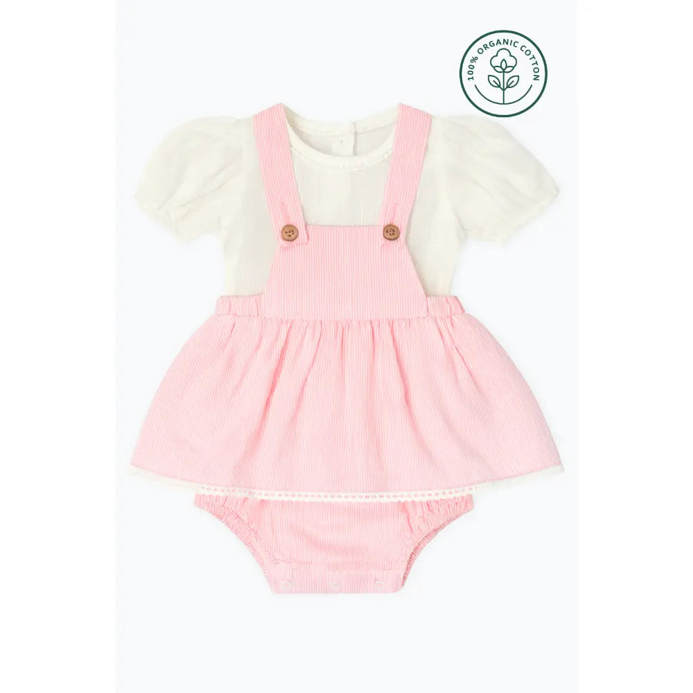 Furr Balls Stripe Skirt Dungaree Set