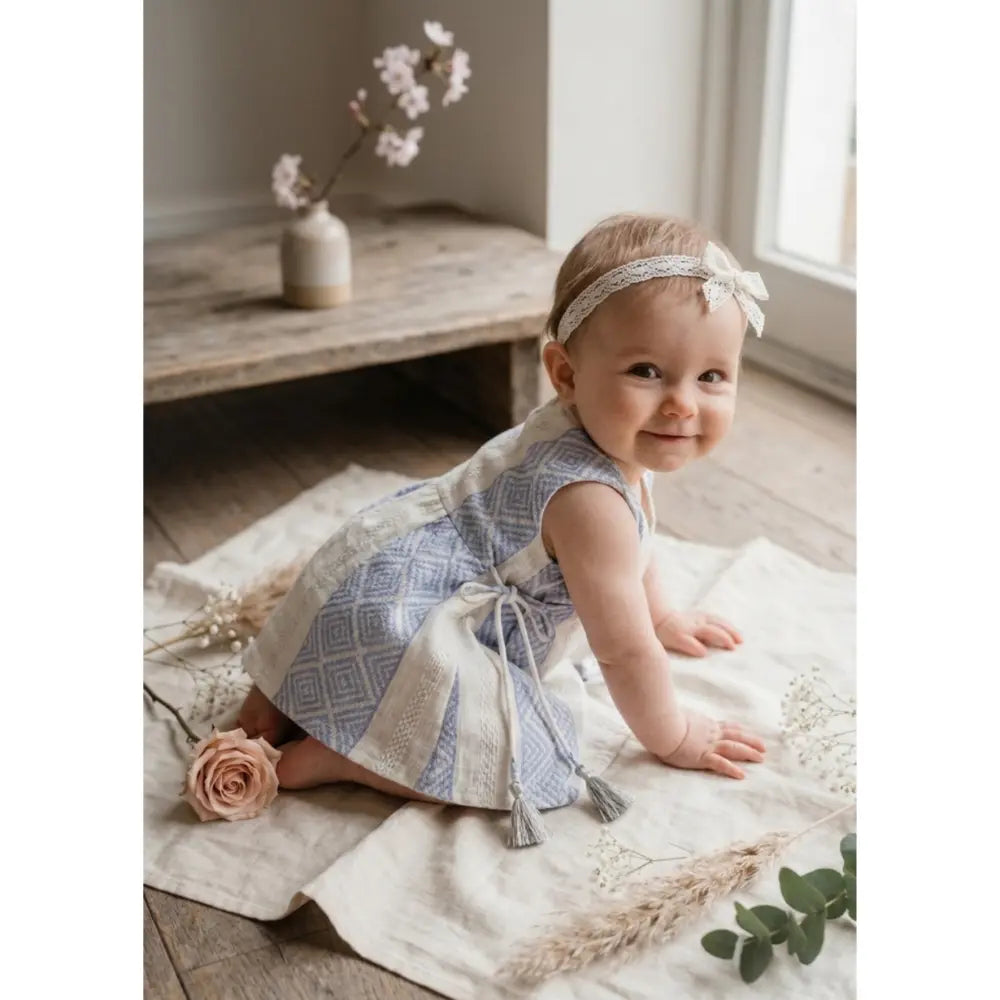 Furr Balls Elegant Organic Baby Wrap Dress - Off White