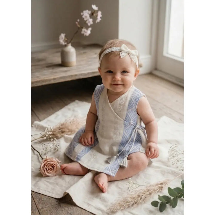 Furr Balls Elegant Organic Baby Wrap Dress - Off White