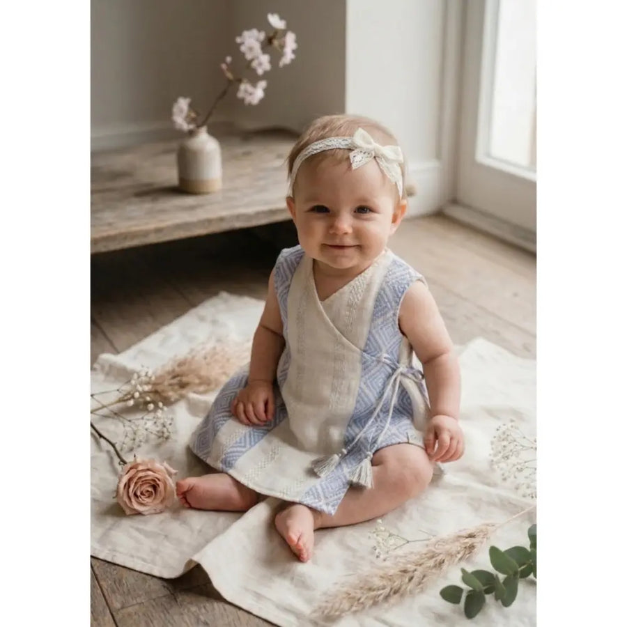 Furr Balls Elegant Organic Baby Wrap Dress - Off White