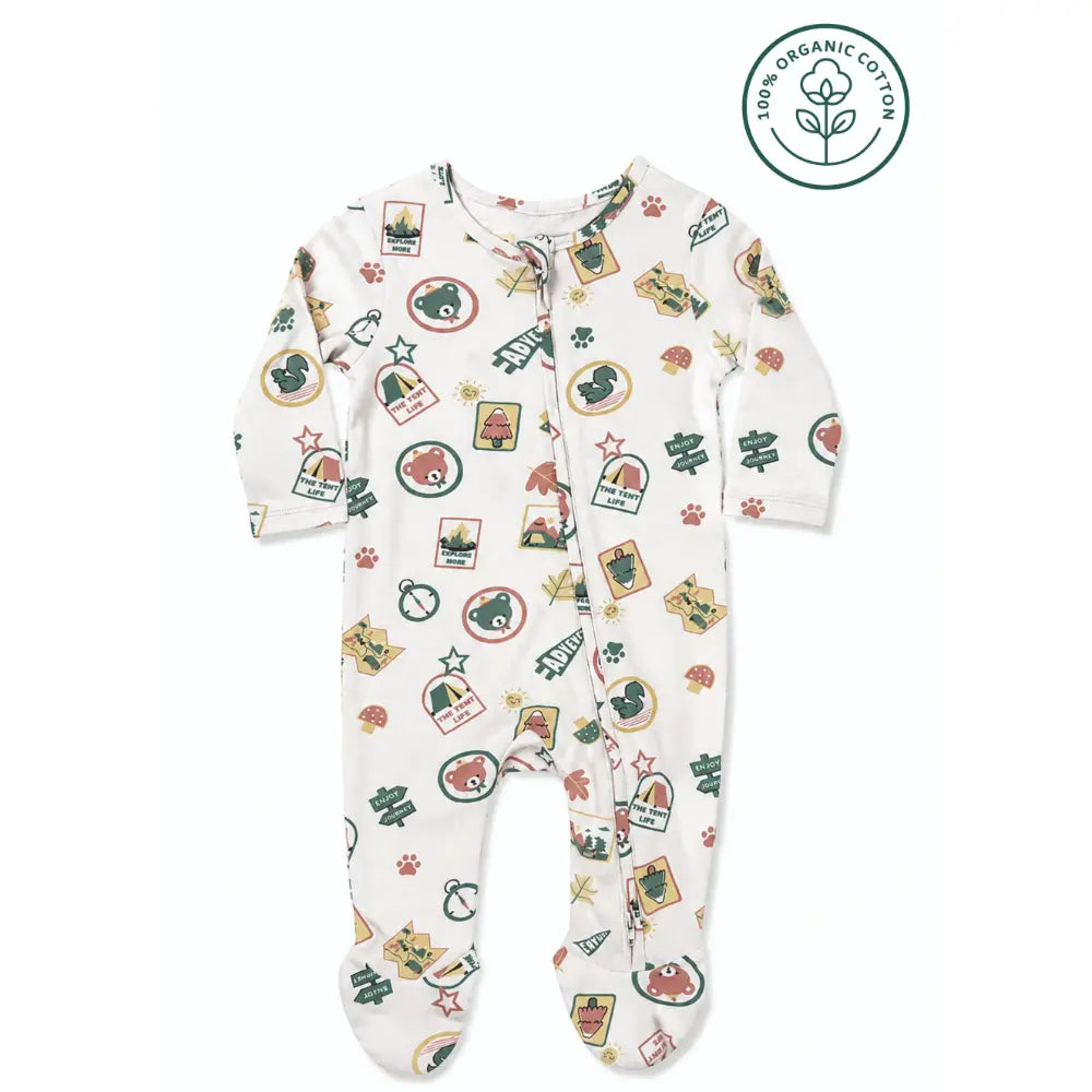 Furr Balls Little Camper Organic 2 Way Zipper Romper
