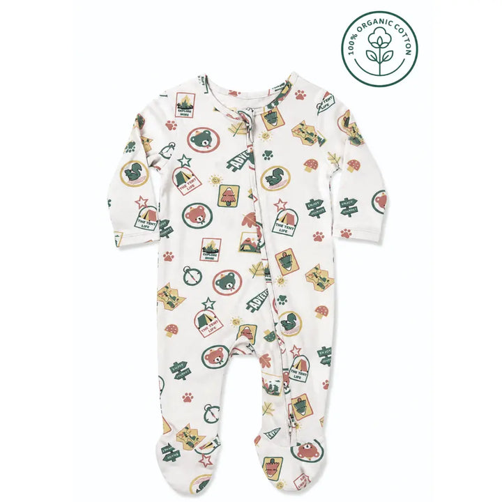 Furr Balls Little Camper Organic 2 Way Zipper Romper