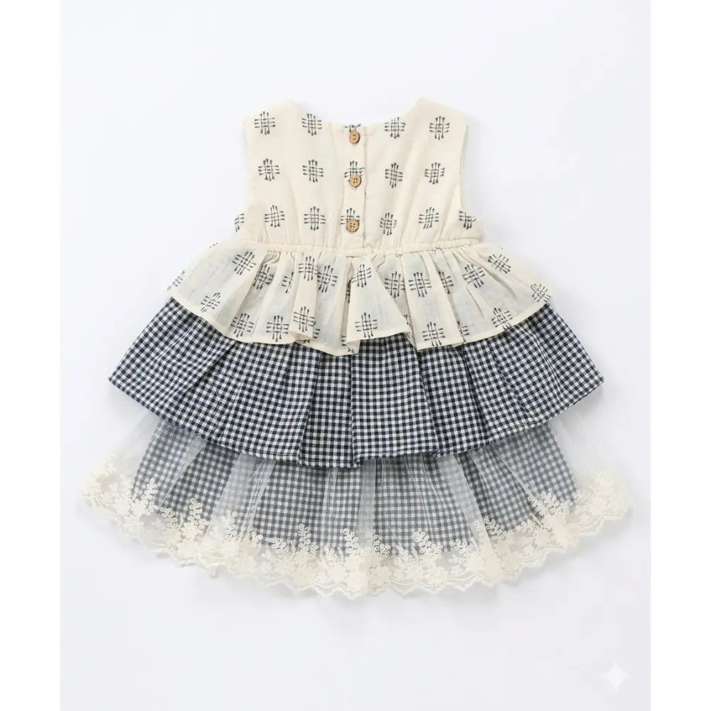 Furr Balls Ethnic Buta Weave Infant Dress - Off White