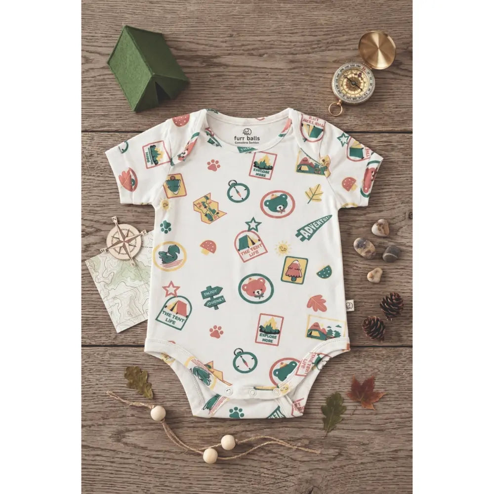 Furr Balls Little Camper Organic Short Romper