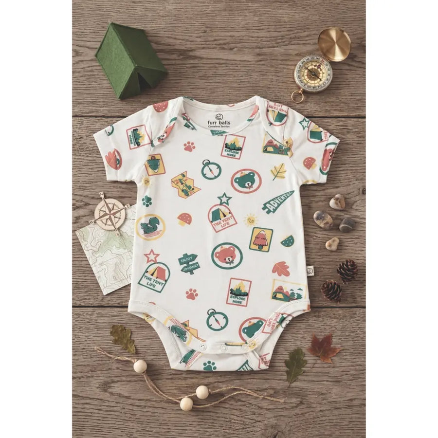 Furr Balls Little Camper Organic Short Romper