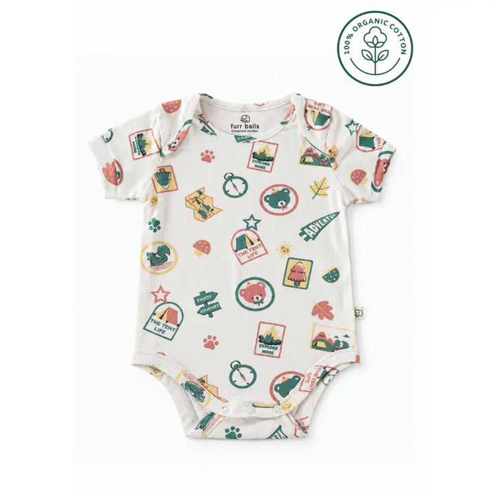 Furr Balls Little Camper Organic Short Romper