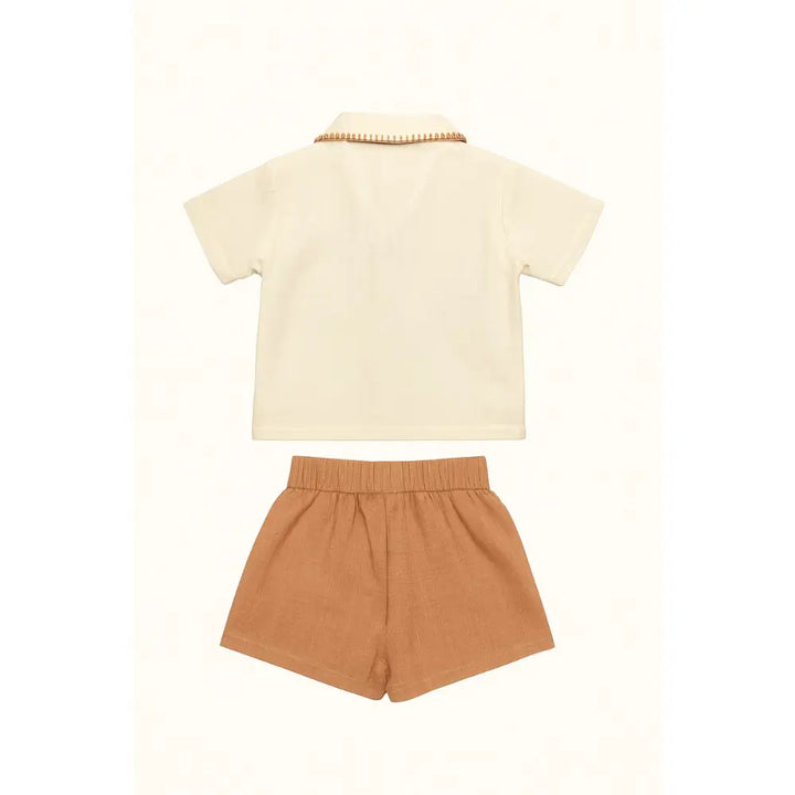 Furr Balls Embroidered Shirt &amp; Short Set