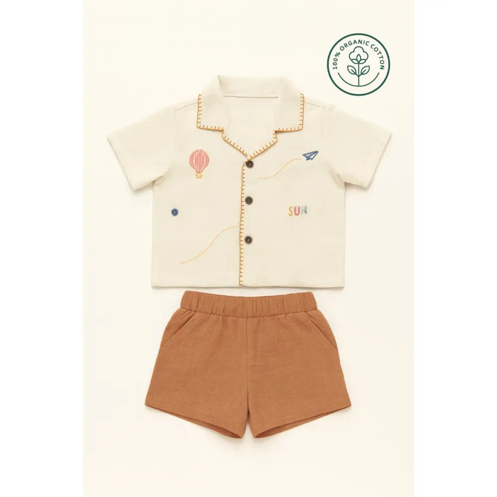 Furr Balls Embroidered Shirt &amp; Short Set