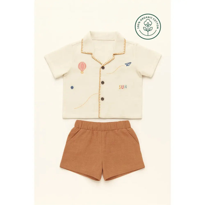 Furr Balls Embroidered Shirt &amp; Short Set
