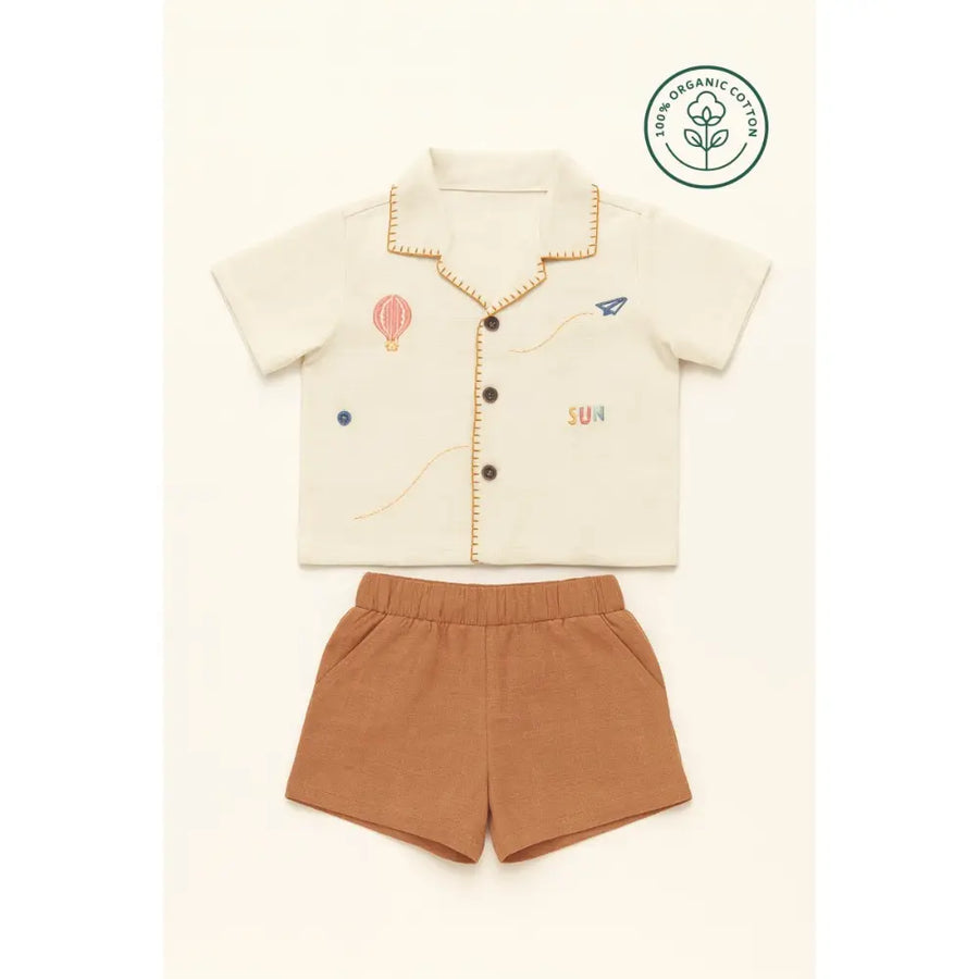 Furr Balls Embroidered Shirt & Short Set