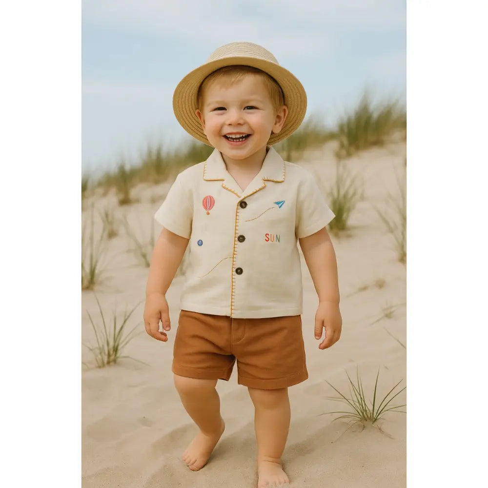 Furr Balls Embroidered Shirt &amp; Short Set