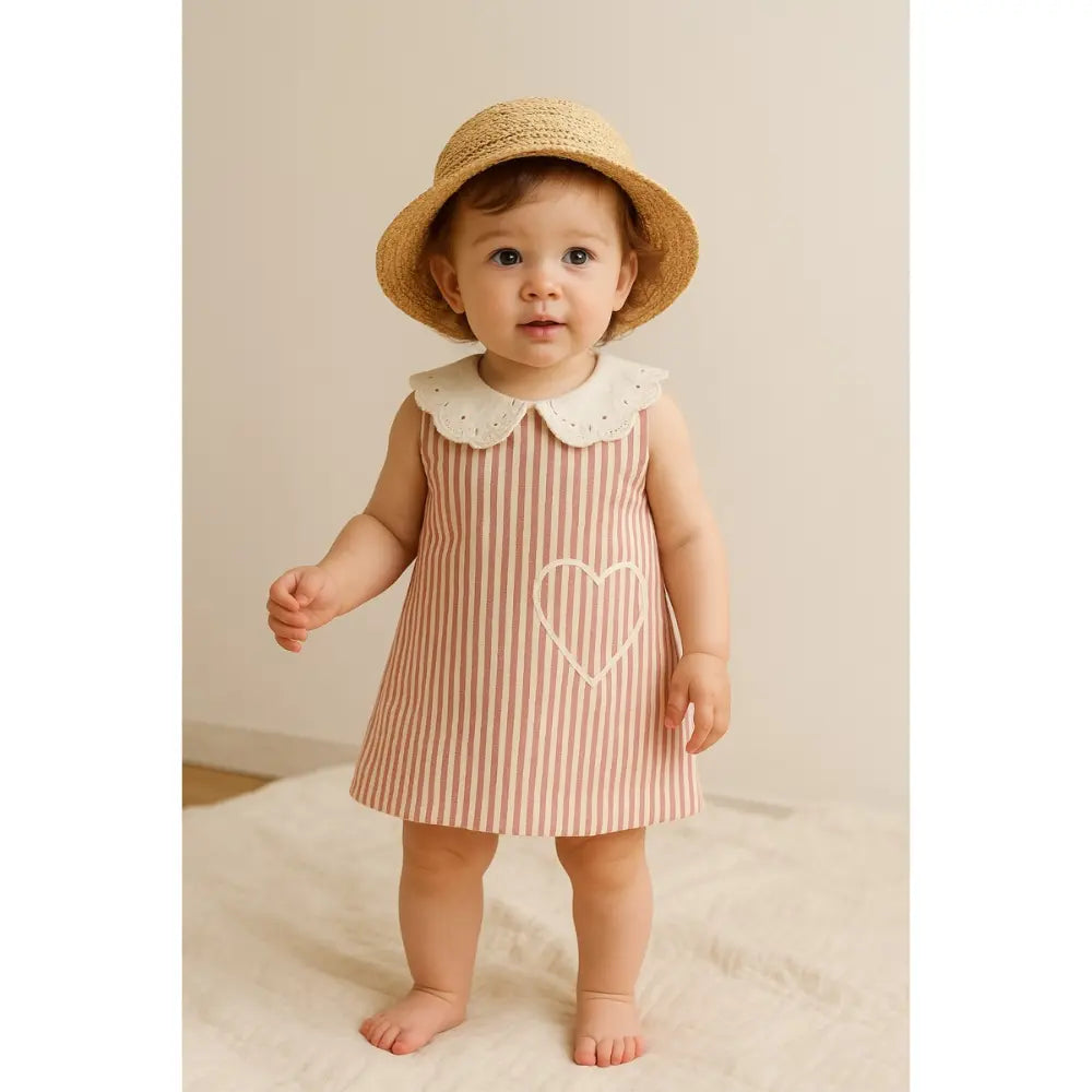 Furr Balls Timeless Stripes Organic Dress - Off White