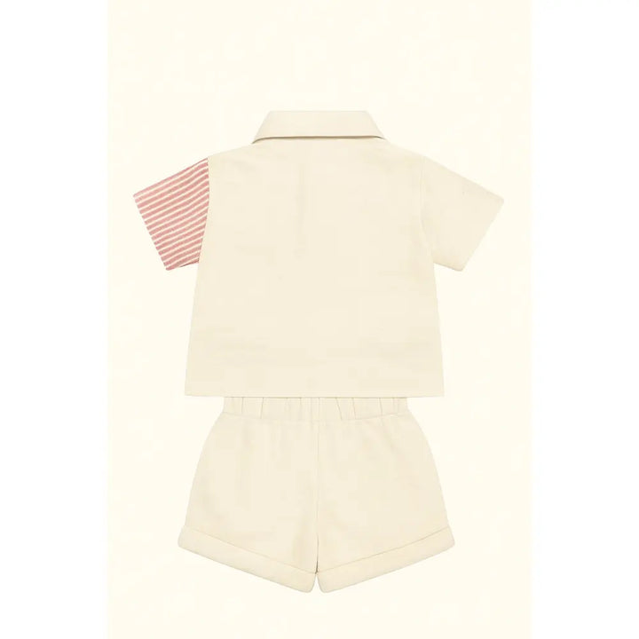 Furr Balls Striped Organic Co-ord Set - Off White