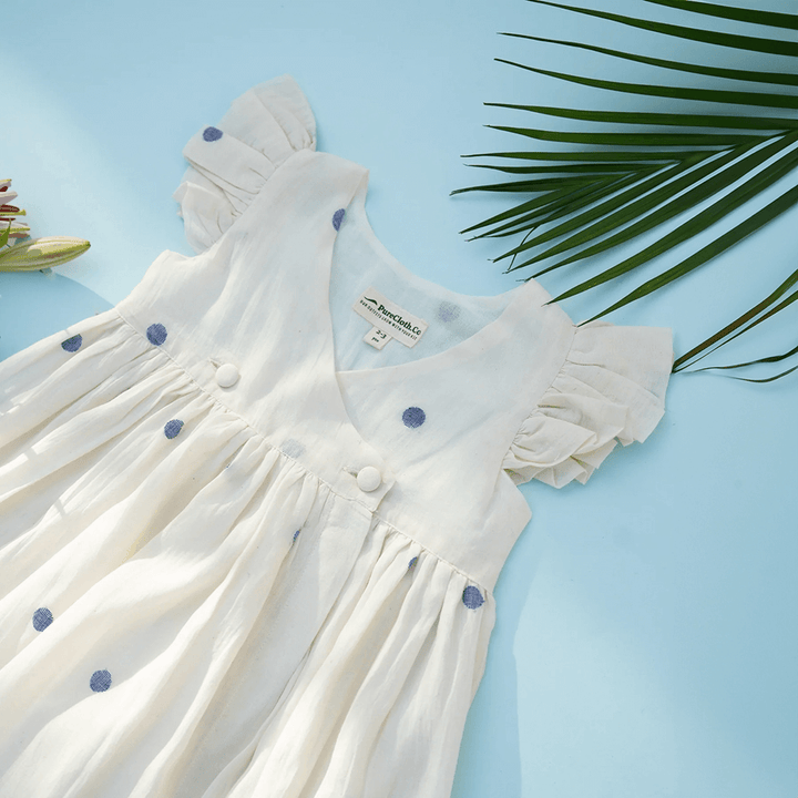 PureCloth.Co Wrap Dress Mull Handwoven Cotton Jamdani Weave - Off-White