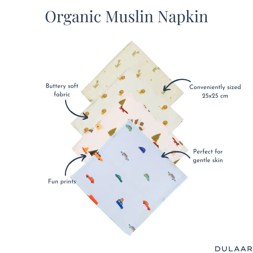 Dulaar Organic Muslin Face Napkin (Set of 4) (0 - 12months)