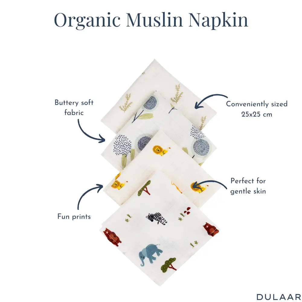 Dulaar Organic Muslin Face Napkin (Set of 4)