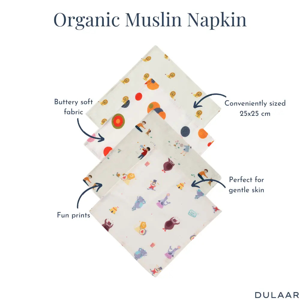 Dulaar Organic Muslin Face Napkin (Set of 4) (0 - 12months)