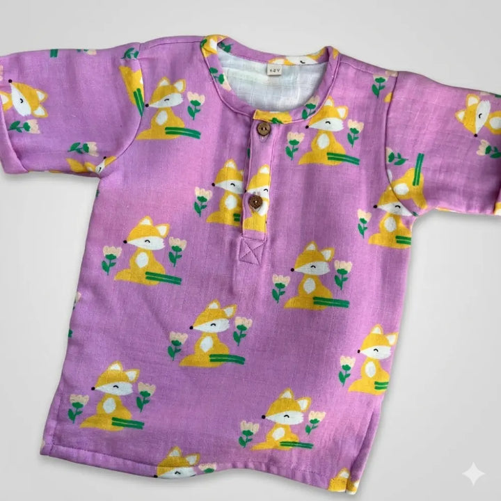 Bhaakur Fox Print Unisex Co-ord Set - Purple