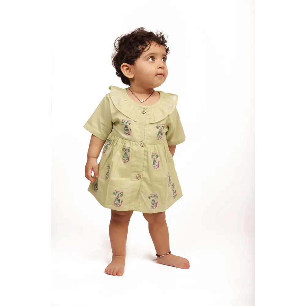 Bhaakur Organic Cotton Frock| Infants and Toddlers| Cat