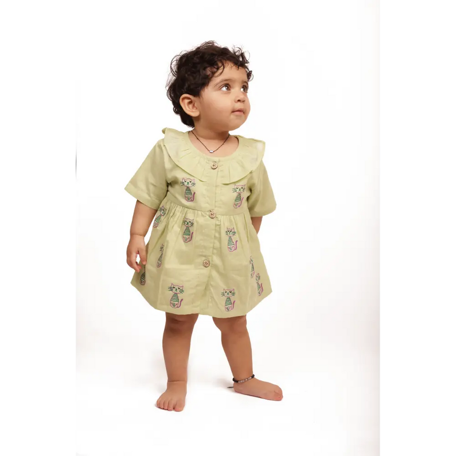 Bhaakur Organic Cotton Frock| Infants and Toddlers| Cat