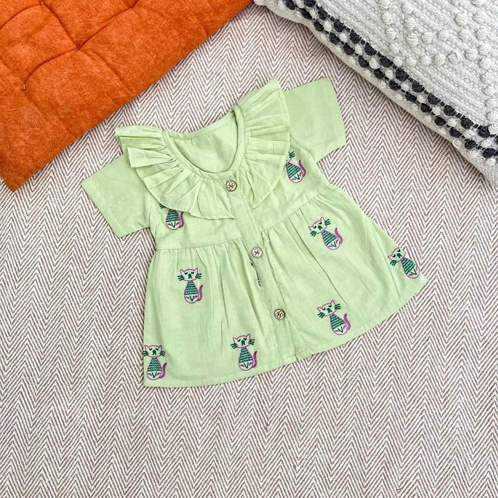 Bhaakur Organic Cotton Frock| Infants and Toddlers| Cat
