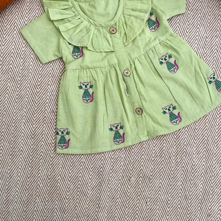 Bhaakur Organic Cotton Frock| Infants and Toddlers| Cat