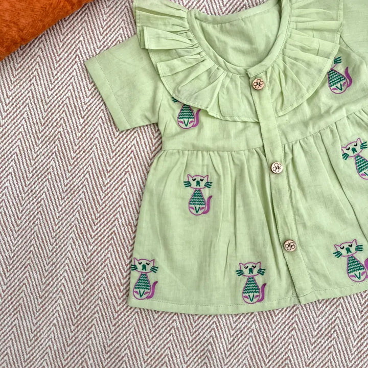 Bhaakur Organic Cotton Frock| Infants and Toddlers| Cat