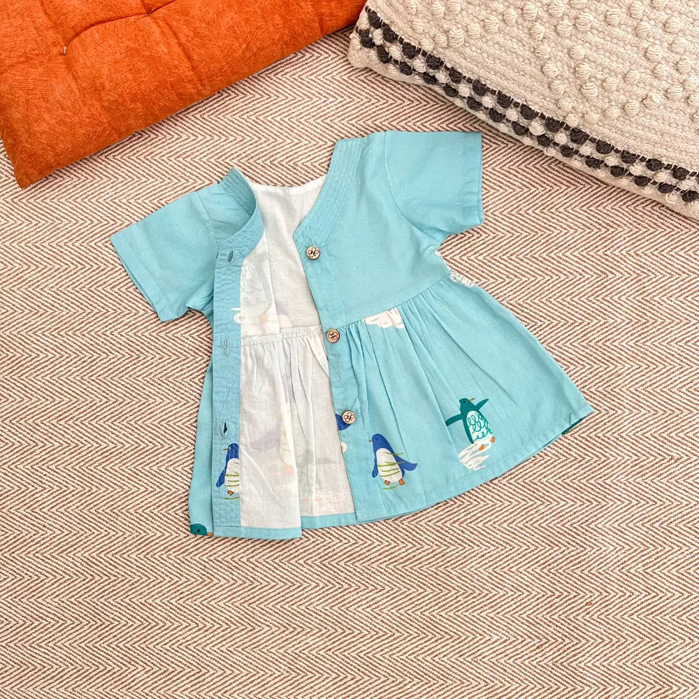 Bhaakur Organic Cotton Frock| Infants and Toddlers| Penguin Print