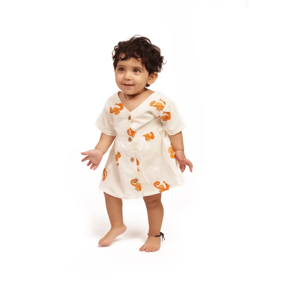 Bhaakur Organic Cotton Frock|Infants and Toddlers| Seahorse Print