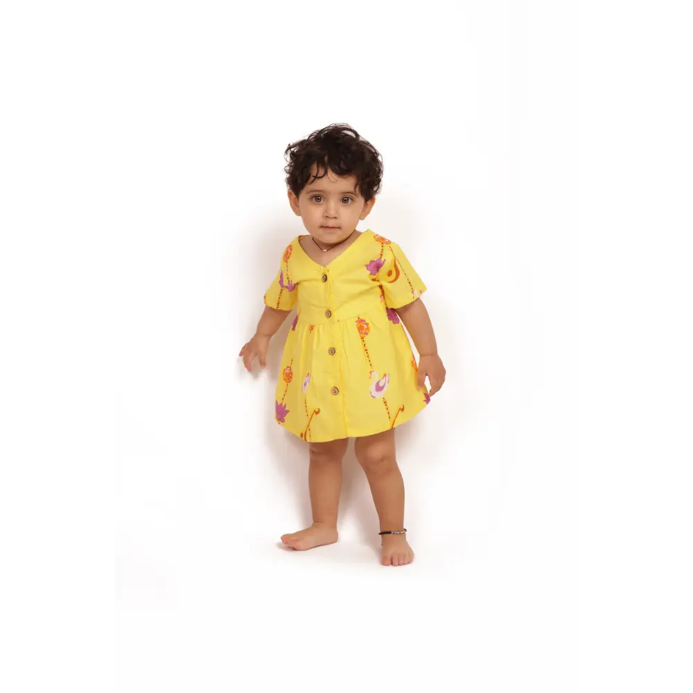 Bhaakur Organic Cotton Frock| Infants and Toddlers| Veena and Lotus