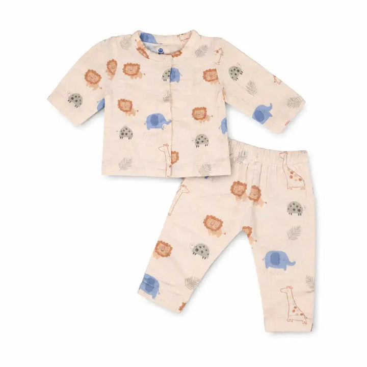 Prekies Muslin Clothing Set Safari Trail Lion Print - Multi