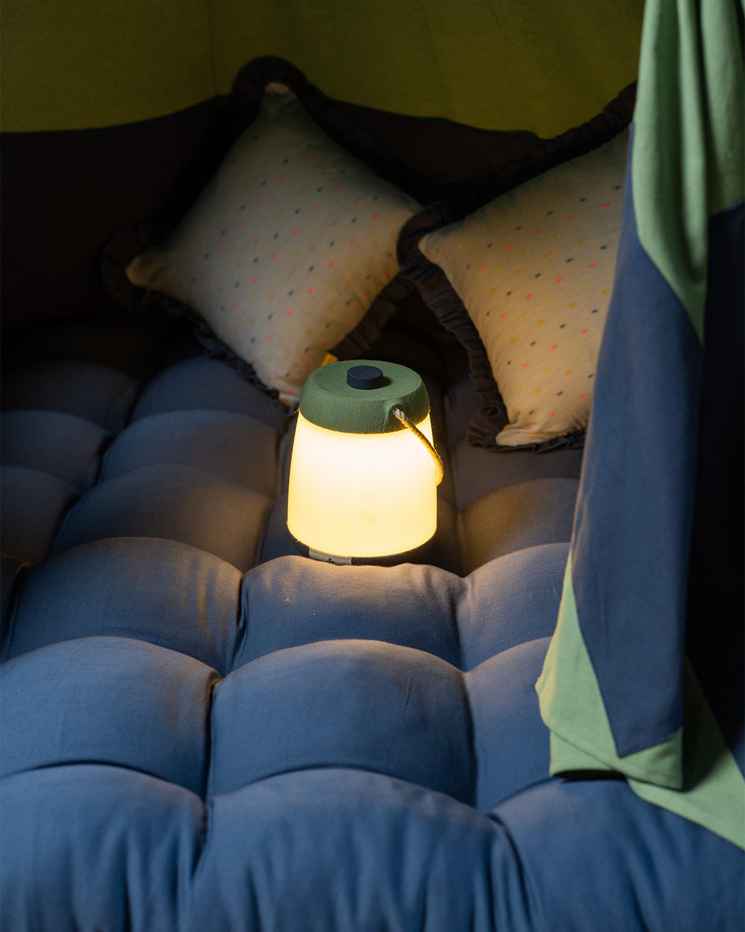 The Tipi Tap Firefly Lantern - Mint Green + Dark Blue