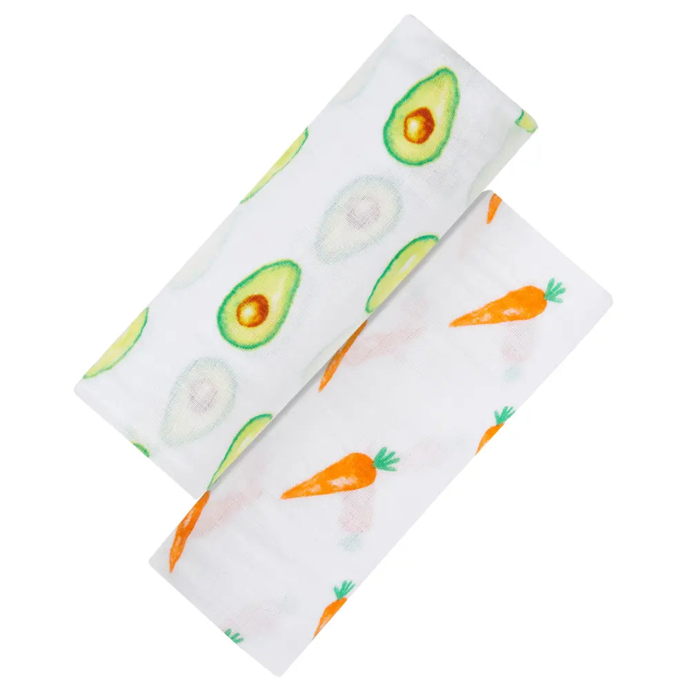 Malabar Baby Organic Muslin Swaddle Blankets (2 Pack) -  First Foods