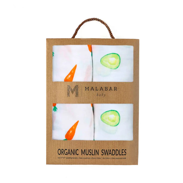 Malabar Baby Organic Muslin Swaddle Blankets (2 Pack) -  First Foods