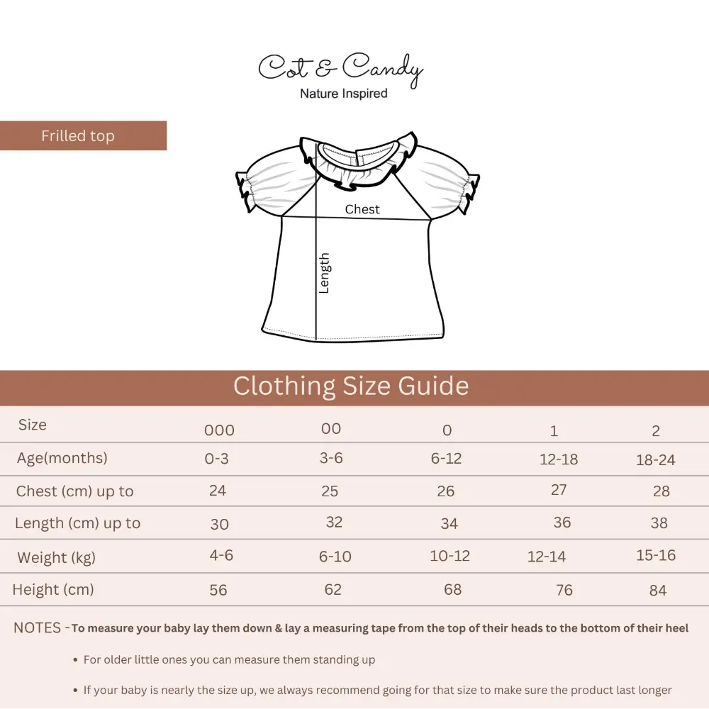 Cot &amp; Candy Baby Organic Muslin Frill Top Set - Lavender Haze