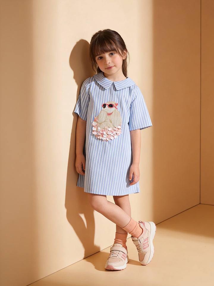 The Baby Trunk - Poodle Shift Dress with Sequin &amp; Tictac For Girls