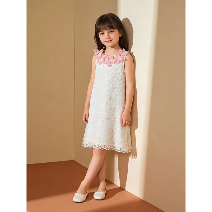 The Baby Trunk - Lace Applique Dress &amp; Butterfly TicTac For Girls