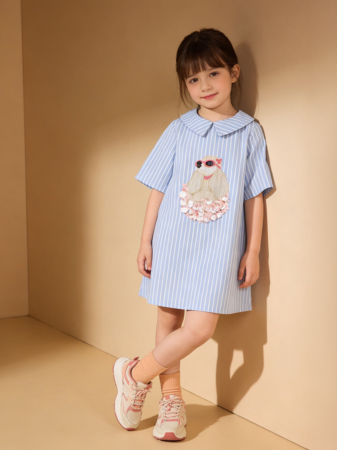 The Baby Trunk - Poodle Shift Dress with Sequin &amp; Tictac For Girls