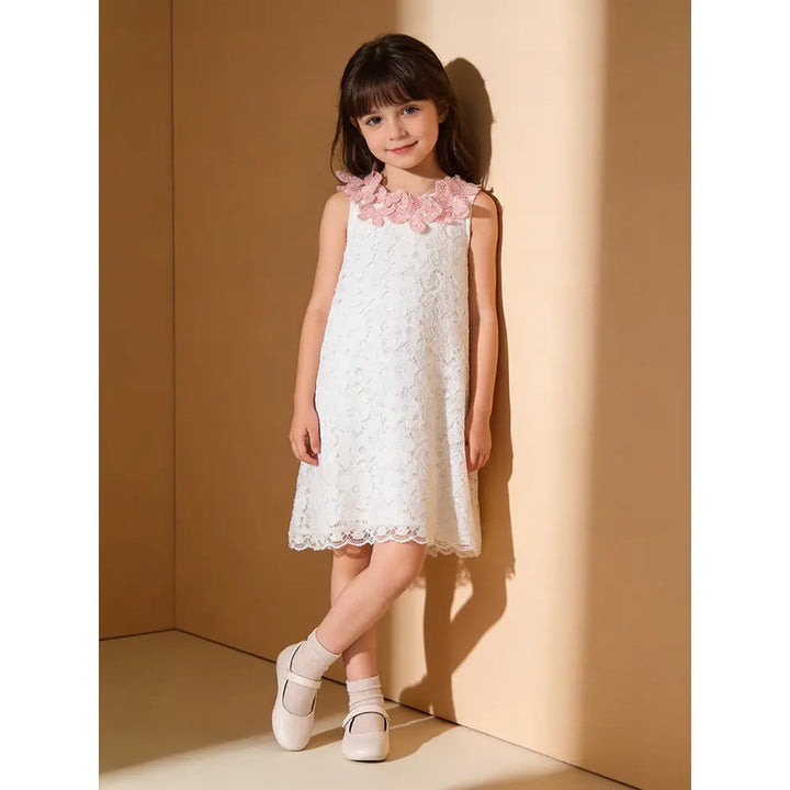 The Baby Trunk - Lace Applique Dress &amp; Butterfly TicTac For Girls