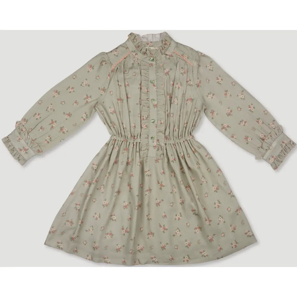 Early Sunday Dawn Dress - Ditsy Bouquet Jade print - 02Y