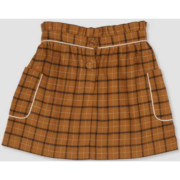 Early Sunday Hilda Skirt - Almond Checks - 02Y