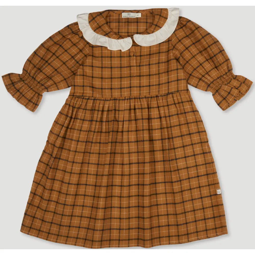 Early Sunday Jacky Dress - Almond Checks - 05Y