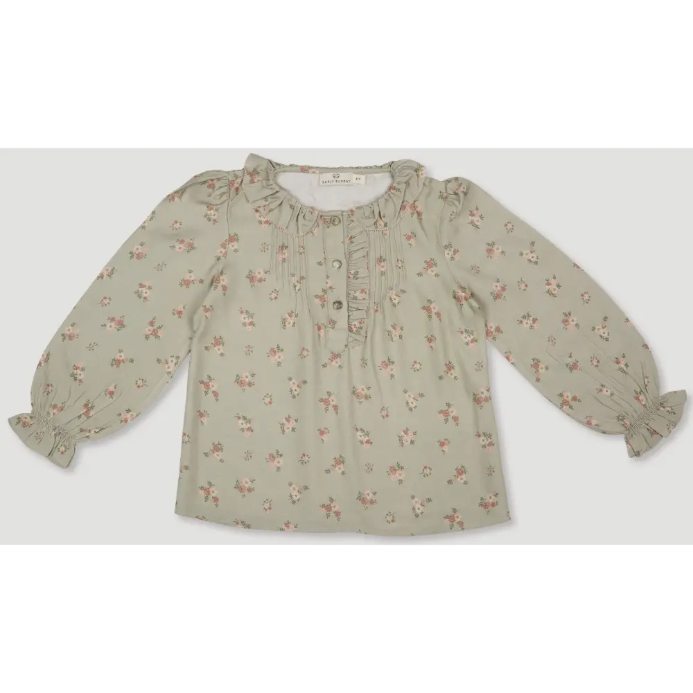 Early Sunday Julianne Blouse - Ditsy Bouquet Jade print - 02Y