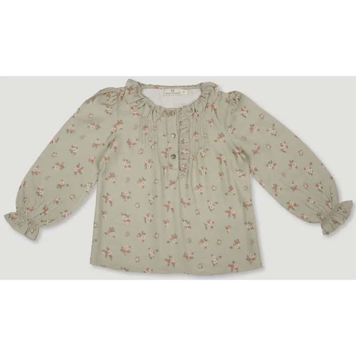 Early Sunday Julianne Blouse - Ditsy Bouquet Jade print - 02Y
