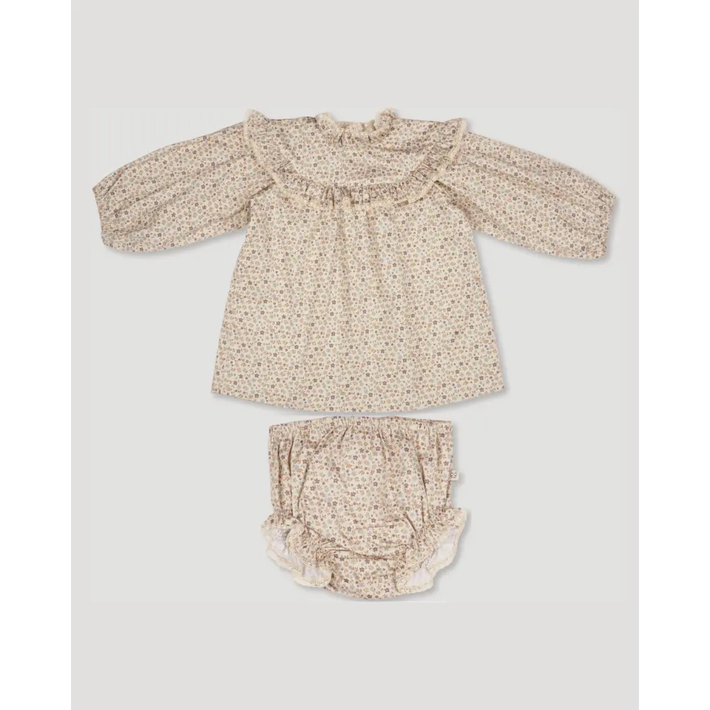 Early Sunday Charlie Baby Dress &amp; Bloomer Set - Miny Flowers Print