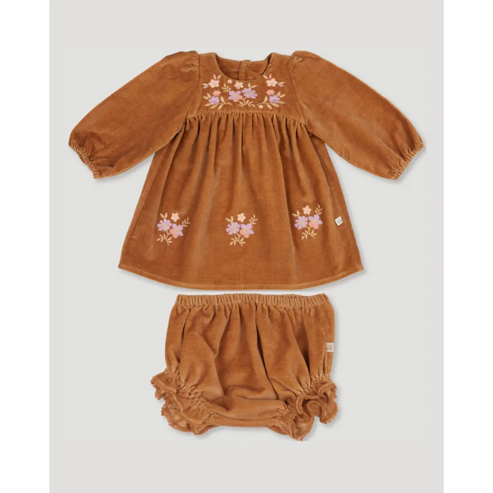 Early Sunday Joni Baby Dress &amp; Bloomer Set - Almond